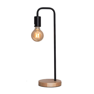 Minimalist Globe Shade Wood Base Black Metal Table Lamp Zawala Image - 17