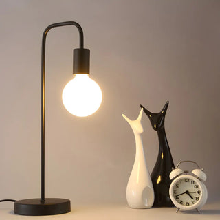 Minimalist Globe Shade Wood Base Black Metal Table Lamp Zawala Image - 5