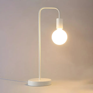 Minimalist Globe Shade Wood Base Black Metal Table Lamp Zawala Image - 6