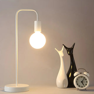 Minimalist Globe Shade Wood Base Black Metal Table Lamp Zawala Image - 7