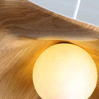 ZOWALA - Minimalist Wave Flower Wood and White Resin Pendant Light Image - 14