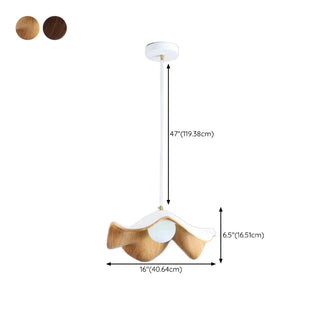 ZOWALA - Minimalist Wave Flower Wood and White Resin Pendant Light #size