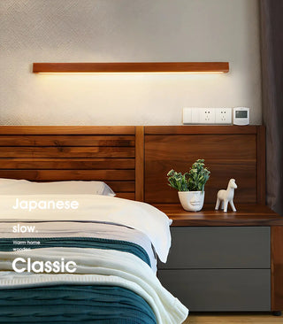 Simple Linear Wooden LED Wall Mount Light Fixture Zawala Image - 2