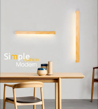 Simple Linear Wooden LED Wall Mount Light Fixture Zawala Image - 22