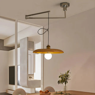 ZOWALA - Minimalist Disc UFO Wooden Dome Pendant Light Image - 1