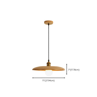 ZOWALA - Minimalist Disc UFO Wooden Dome Pendant Light Image - 12