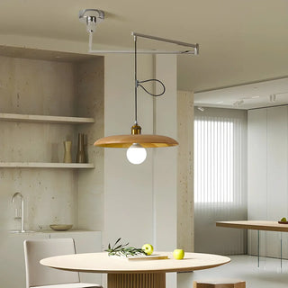 ZOWALA - Minimalist Disc UFO Wooden Dome Pendant Light Image - 4