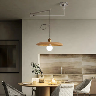 ZOWALA - Minimalist Disc UFO Wooden Dome Pendant Light Image - 6