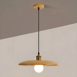 ZOWALA - Minimalist Disc UFO Wooden Dome Pendant Light Image - 7