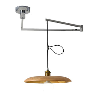 ZOWALA - Minimalist Disc UFO Wooden Dome Pendant Light Image - 8