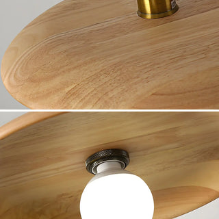 ZOWALA - Minimalist Disc UFO Wooden Dome Pendant Light Image - 9