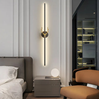 Bedroom Modern Gold Antler and Vertical Wall Sconce Zawala Image - 1