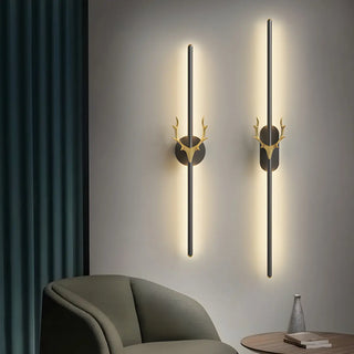 Bedroom Modern Gold Antler and Vertical Wall Sconce Zawala Image - 14