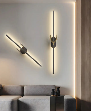Bedroom Modern Gold Antler and Vertical Wall Sconce Zawala Image - 15