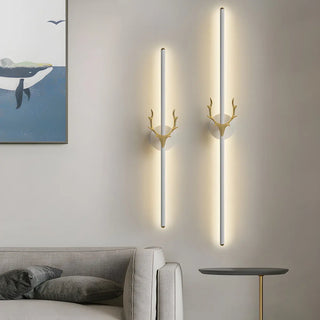 Bedroom Modern Gold Antler and Vertical Wall Sconce Zawala Image - 16