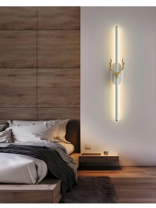 Bedroom Modern Gold Antler and Vertical Wall Sconce Zawala Image - 18