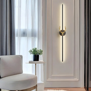 Bedroom Modern Gold Antler and Vertical Wall Sconce Zawala Image - 2
