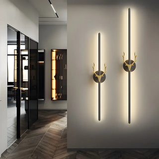 Bedroom Modern Gold Antler and Vertical Wall Sconce Zawala Image - 6