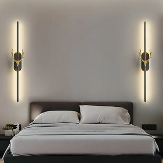 Bedroom Modern Gold Antler and Vertical Wall Sconce Zawala Image - 9