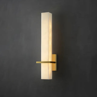Minimalistic Rectangle White Marble Alabaster Wall Sconce Zawala Image - 1
