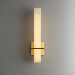 Minimalistic Rectangle White Marble Alabaster Wall Sconce Zawala Image - 2
