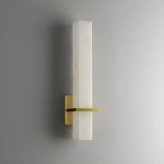 Minimalistic Rectangle White Marble Alabaster Wall Sconce Zawala Image - 4