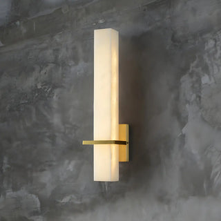Minimalistic Rectangle White Marble Alabaster Wall Sconce Zawala Image - 5