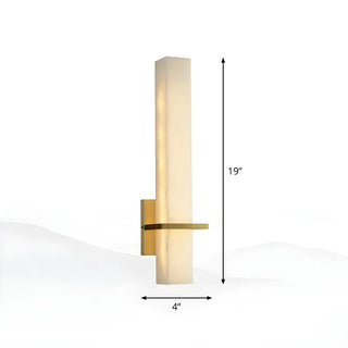 Minimalistic Rectangle White Marble Alabaster Wall Sconce Zawala #size