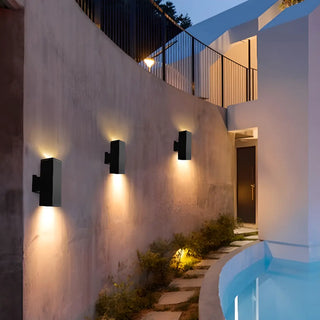 Outdoor Modern Black Square Up Down Wall Sconce Zawala Image - 1