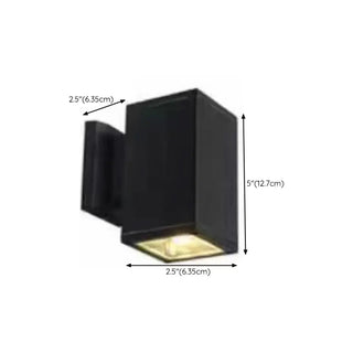 Outdoor Modern Black Square Up Down Wall Sconce Zawala #size