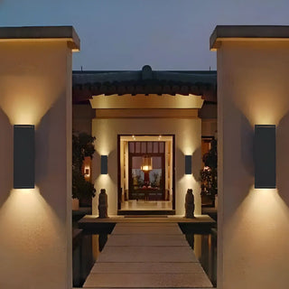 Outdoor Modern Black Square Up Down Wall Sconce Zawala Image - 2