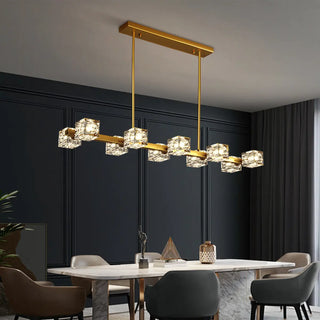 ZOWALA - Modern 10-Light Crystal Cube Island Light Image - 1