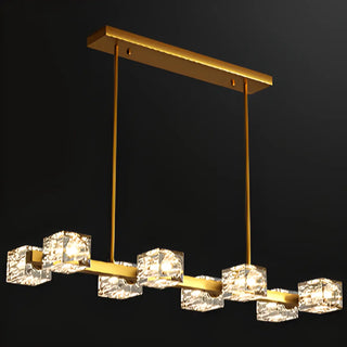 ZOWALA - Modern 10-Light Crystal Cube Island Light Image - 11