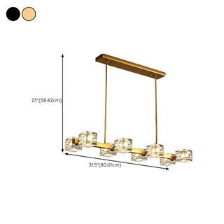 ZOWALA - Modern 10-Light Crystal Cube Island Light #size