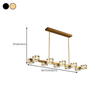 ZOWALA - Modern 10-Light Crystal Cube Island Light Image - 16