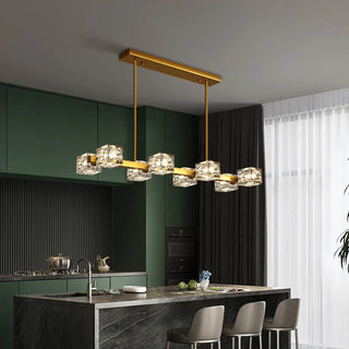 ZOWALA - Modern 10-Light Crystal Cube Island Light Image - 2