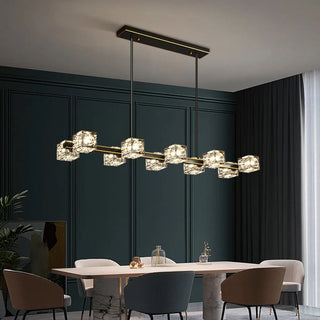 ZOWALA - Modern 10-Light Crystal Cube Island Light Image - 4
