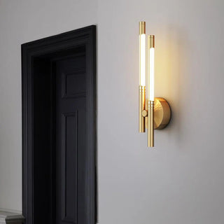 Modern Minimalist Gold Cylinder Metal Wall Sconce Zawala Image - 2
