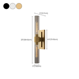 2-Light Modern Brass Cylinder Metal Vanity Sconce Zawala Image - 15