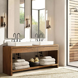 2-Light Modern Brass Cylinder Metal Vanity Sconce Zawala Image - 3
