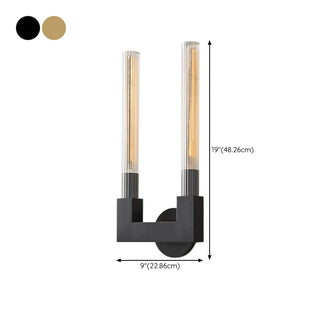 Clear Glass Brass Cylinder LED Vanity Wall Light Zawala Image - 16