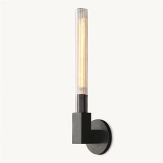 Clear Glass Brass Cylinder LED Vanity Wall Light Zawala Image - 7