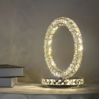 Stylish Crystal LED Geometric Oval Ring Table Lamp Zawala Image - 10