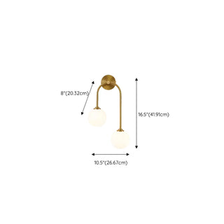 Modern Gold Frosted Glass Globe Metal Wall Sconce Zawala #size