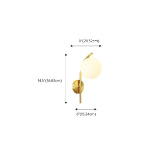 Modern Gold Frosted Glass Globe Metal Wall Sconce Zawala Image - 14