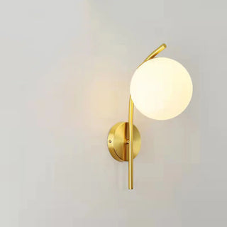 Modern Gold Frosted Glass Globe Metal Wall Sconce Zawala Image - 5