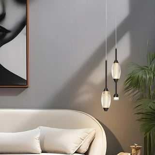 ZOWALA - Modern 2-Light Bedroom Clear Acrylic Oval Pendant Light Image - 1