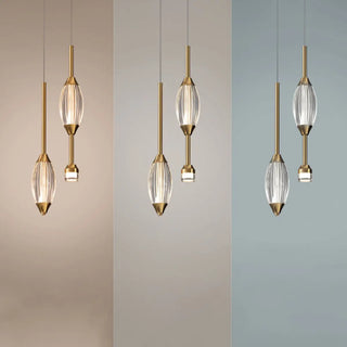 ZOWALA - Modern 2-Light Bedroom Clear Acrylic Oval Pendant Light Image - 3