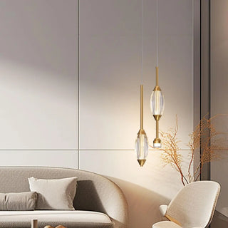 ZOWALA - Modern 2-Light Bedroom Clear Acrylic Oval Pendant Light Image - 4