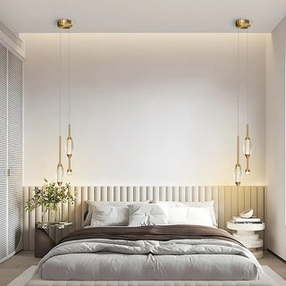 ZOWALA - Modern 2-Light Bedroom Clear Acrylic Oval Pendant Light Image - 6